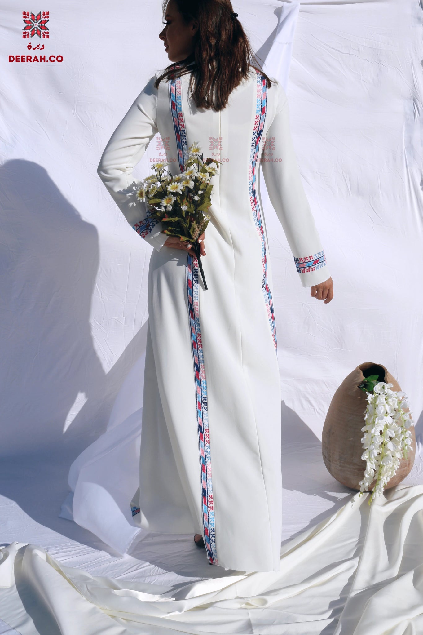 Salma - Hand Embroidered Palestinian Wedding Dress - Deerah