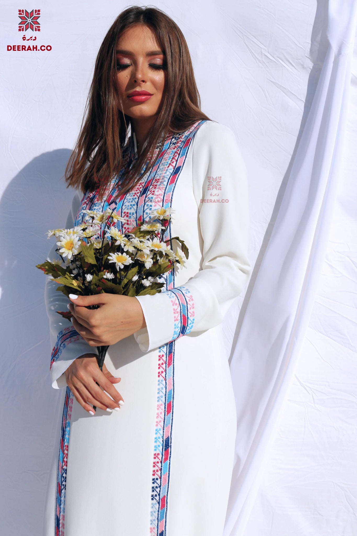 Salma - Hand Embroidered Palestinian Wedding Dress - Deerah