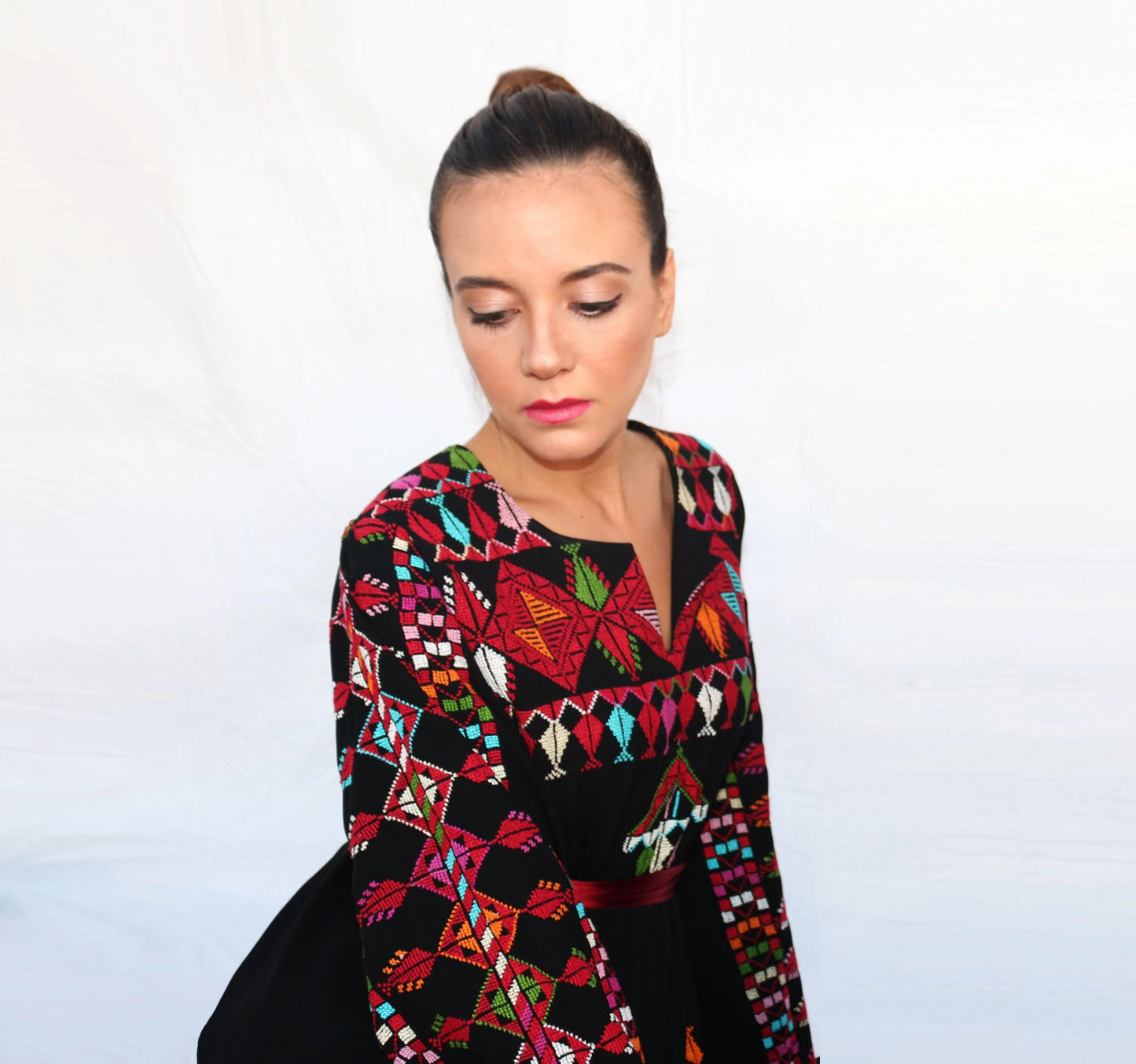 Sara - Hand Embroidered Geometric Dress - Deerah