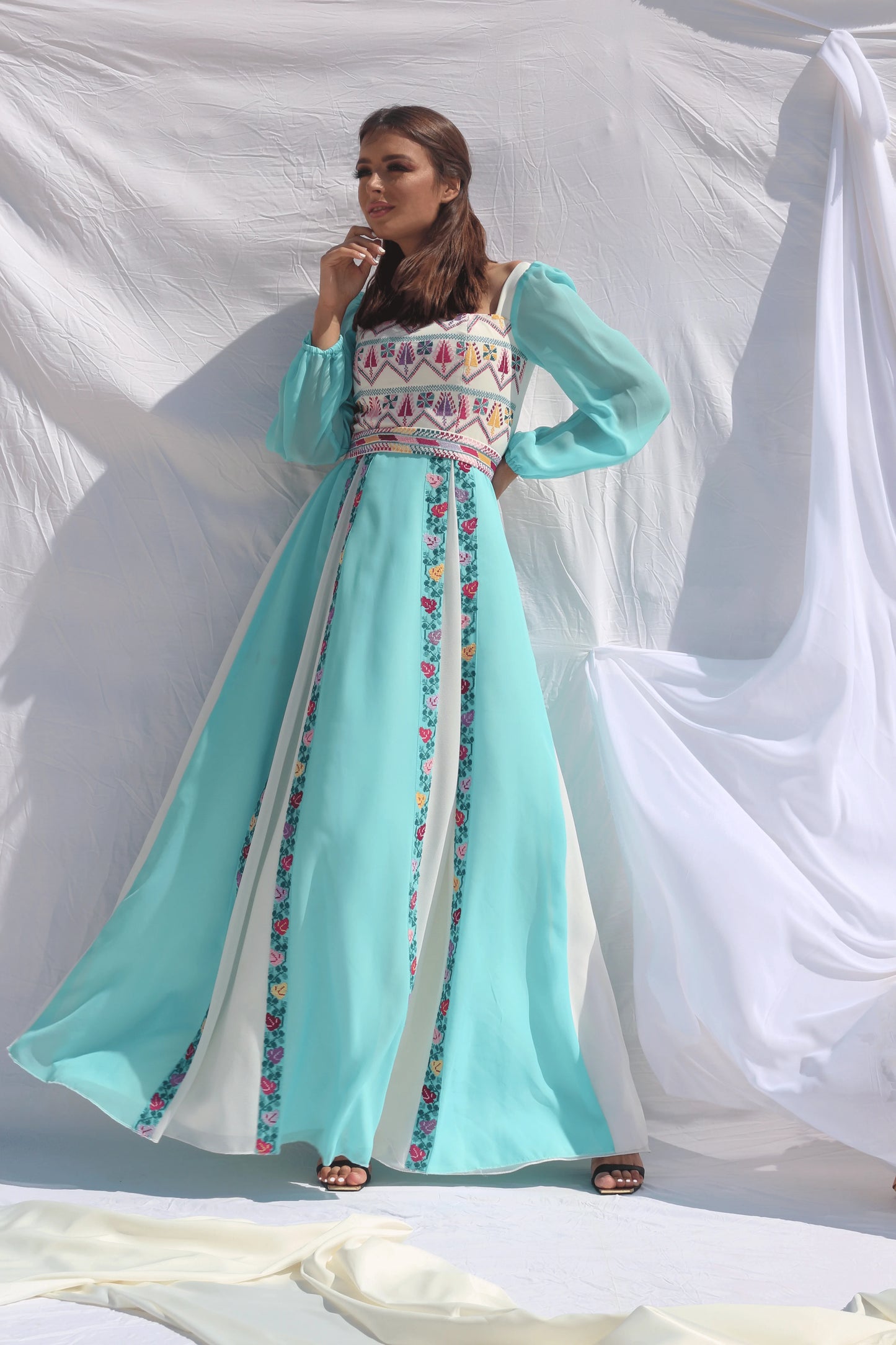 Tala - Blue Hand Embroidered Princess Dress Deerah